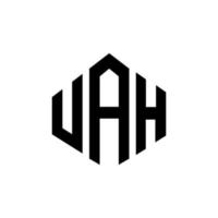 création de logo de lettre uah avec forme de polygone. uah création de logo en forme de polygone et de cube. modèle de logo vectoriel hexagone uah couleurs blanches et noires. monogramme uah, logo d'entreprise et immobilier.