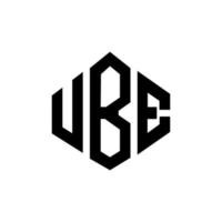 création de logo de lettre ube avec forme de polygone. création de logo en forme de polygone et de cube. modèle de logo vectoriel ube hexagone couleurs blanches et noires. monogramme ube, logo d'entreprise et immobilier.