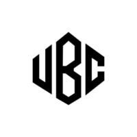 création de logo de lettre ubc avec forme de polygone. création de logo en forme de polygone et de cube ubc. modèle de logo vectoriel ubc hexagone couleurs blanches et noires. monogramme ubc, logo commercial et immobilier.