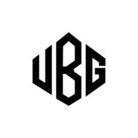 création de logo de lettre ubg avec forme de polygone. création de logo en forme de polygone et de cube ubg. modèle de logo vectoriel ubg hexagone couleurs blanches et noires. monogramme ubg, logo commercial et immobilier.