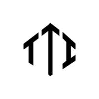 création de logo de lettre tti avec forme de polygone. création de logo en forme de polygone et de cube tti. modèle de logo vectoriel tti hexagone couleurs blanches et noires. monogramme tti, logo d'entreprise et immobilier.