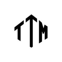 création de logo de lettre ttm avec forme de polygone. création de logo en forme de polygone et de cube ttm. modèle de logo vectoriel ttm hexagone couleurs blanches et noires. monogramme ttm, logo commercial et immobilier.