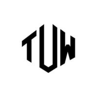 création de logo de lettre tuw avec forme de polygone. création de logo en forme de polygone et de cube tuw. modèle de logo vectoriel tuw hexagone couleurs blanches et noires. monogramme tuw, logo d'entreprise et immobilier.