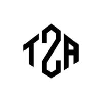création de logo de lettre tza avec forme de polygone. création de logo en forme de polygone et de cube tza. modèle de logo vectoriel hexagone tza couleurs blanches et noires. monogramme tza, logo d'entreprise et immobilier.