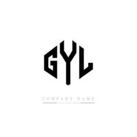 création de logo de lettre gyl avec forme de polygone. création de logo en forme de polygone et de cube gyl. modèle de logo vectoriel gyl hexagone couleurs blanches et noires. monogramme gyl, logo d'entreprise et immobilier.
