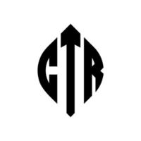 création de logo de lettre de cercle ctr avec forme de cercle et d'ellipse. lettres ellipse ctr avec style typographique. les trois initiales forment un logo circulaire. ctr cercle emblème abstrait monogramme lettre marque vecteur. vecteur