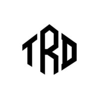 création de logo de lettre trd avec forme de polygone. création de logo en forme de polygone et de cube trd. modèle de logo vectoriel trd hexagone couleurs blanches et noires. monogramme trd, logo d'entreprise et immobilier.