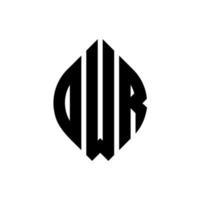 création de logo de lettre de cercle dwr avec forme de cercle et d'ellipse. lettres ellipse dwr avec style typographique. les trois initiales forment un logo circulaire. dwr cercle emblème abstrait monogramme lettre marque vecteur. vecteur