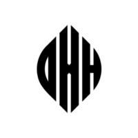 création de logo de lettre de cercle dxh avec forme de cercle et d'ellipse. lettres dxh ellipse avec style typographique. les trois initiales forment un logo circulaire. dxh cercle emblème abstrait monogramme lettre marque vecteur. vecteur