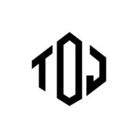 création de logo de lettre toj avec forme de polygone. création de logo en forme de polygone et de cube toj. modèle de logo vectoriel toj hexagone couleurs blanches et noires. monogramme toj, logo d'entreprise et immobilier.