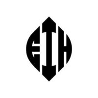 création de logo de lettre de cercle eih avec forme de cercle et d'ellipse. lettres eih ellipse avec style typographique. les trois initiales forment un logo circulaire. eih cercle emblème abstrait monogramme lettre marque vecteur. vecteur