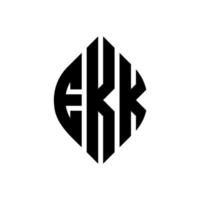 création de logo de lettre de cercle ekk avec forme de cercle et d'ellipse. lettres ekk ellipse avec style typographique. les trois initiales forment un logo circulaire. ekk cercle emblème abstrait monogramme lettre marque vecteur. vecteur