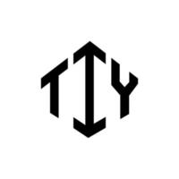 création de logo de lettre tiy avec forme de polygone. création de logo en forme de polygone et de cube. modèle de logo vectoriel tiy hexagone couleurs blanches et noires. monogramme tiy, logo d'entreprise et immobilier.