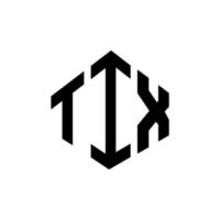 création de logo de lettre tix avec forme de polygone. tix création de logo en forme de polygone et de cube. modèle de logo vectoriel tix hexagone couleurs blanches et noires. monogramme tix, logo d'entreprise et immobilier.