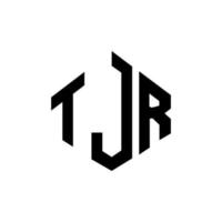 création de logo de lettre tjr avec forme de polygone. création de logo en forme de polygone et de cube tjr. modèle de logo vectoriel hexagone tjr couleurs blanches et noires. monogramme tjr, logo d'entreprise et immobilier.