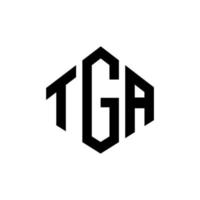 création de logo de lettre tga avec forme de polygone. création de logo en forme de polygone et de cube tga. modèle de logo vectoriel hexagone tga couleurs blanches et noires. monogramme tga, logo commercial et immobilier.