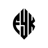 création de logo de lettre de cercle fyk avec forme de cercle et d'ellipse. lettres fyk ellipse avec style typographique. les trois initiales forment un logo circulaire. fyk cercle emblème abstrait monogramme lettre marque vecteur. vecteur