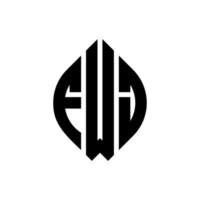 création de logo de lettre de cercle fwj avec forme de cercle et d'ellipse. lettres ellipse fwj avec style typographique. les trois initiales forment un logo circulaire. fwj cercle emblème abstrait monogramme lettre marque vecteur. vecteur