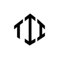 création de logo de lettre tii avec forme de polygone. création de logo en forme de polygone et de cube tii. modèle de logo vectoriel tii hexagone couleurs blanches et noires. monogramme tii, logo d'entreprise et immobilier.