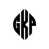 création de logo de lettre de cercle gkp avec forme de cercle et d'ellipse. lettres ellipse gkp avec style typographique. les trois initiales forment un logo circulaire. gkp cercle emblème abstrait monogramme lettre marque vecteur. vecteur