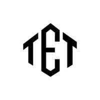 création de logo de lettre tet avec forme de polygone. création de logo en forme de polygone et de cube tet. modèle de logo vectoriel tet hexagone couleurs blanches et noires. monogramme tet, logo d'entreprise et immobilier.