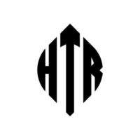 création de logo de lettre htr cercle avec forme de cercle et d'ellipse. lettres ellipse htr avec style typographique. les trois initiales forment un logo circulaire. htr cercle emblème abstrait monogramme lettre marque vecteur. vecteur