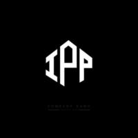 création de logo de lettre ipp avec forme de polygone. création de logo en forme de polygone et de cube ipp. modèle de logo vectoriel ipp hexagone couleurs blanches et noires. monogramme ipp, logo d'entreprise et immobilier.