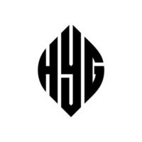 création de logo de lettre de cercle hyg avec forme de cercle et d'ellipse. lettres d'ellipse hyg avec style typographique. les trois initiales forment un logo circulaire. hyg cercle emblème abstrait monogramme lettre marque vecteur. vecteur