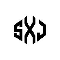 création de logo de lettre sxj avec forme de polygone. création de logo en forme de polygone et de cube sxj. modèle de logo vectoriel hexagone sxj couleurs blanches et noires. monogramme sxj, logo d'entreprise et immobilier.