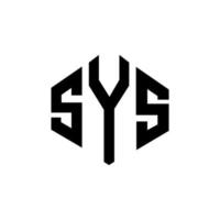 création de logo de lettre sys avec forme de polygone. création de logo en forme de polygone et de cube sys. modèle de logo vectoriel sys hexagone couleurs blanches et noires. monogramme sys, logo d'entreprise et immobilier.