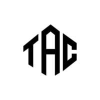 création de logo de lettre tac avec forme de polygone. conception de logo en forme de polygone et de cube tac. modèle de logo vectoriel tac hexagone couleurs blanches et noires. monogramme tac, logo d'entreprise et immobilier.