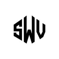 création de logo de lettre swv avec forme de polygone. création de logo en forme de polygone et de cube swv. modèle de logo vectoriel swv hexagone couleurs blanches et noires. monogramme swv, logo d'entreprise et immobilier.