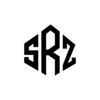 création de logo de lettre srz avec forme de polygone. création de logo en forme de polygone et de cube srz. modèle de logo vectoriel hexagone srz couleurs blanches et noires. monogramme srz, logo d'entreprise et immobilier.