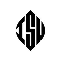 création de logo de lettre de cercle isw avec forme de cercle et d'ellipse. isw lettres elliptiques avec style typographique. les trois initiales forment un logo circulaire. isw cercle emblème abstrait monogramme lettre marque vecteur. vecteur