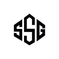 création de logo de lettre ssg avec forme de polygone. création de logo en forme de polygone et de cube ssg. modèle de logo vectoriel hexagone ssg couleurs blanches et noires. monogramme ssg, logo commercial et immobilier.