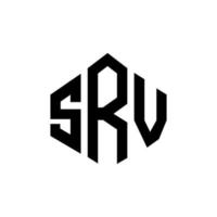 création de logo de lettre srv avec forme de polygone. création de logo en forme de polygone et de cube srv. modèle de logo vectoriel hexagone srv couleurs blanches et noires. monogramme srv, logo d'entreprise et immobilier.