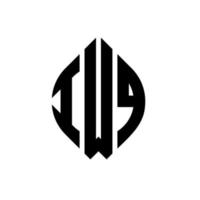 création de logo de lettre de cercle iwq avec forme de cercle et d'ellipse. lettres d'ellipse iwq avec style typographique. les trois initiales forment un logo circulaire. iwq cercle emblème abstrait monogramme lettre marque vecteur. vecteur
