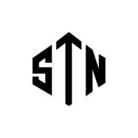création de logo de lettre stn avec forme de polygone. création de logo en forme de polygone et de cube stn. modèle de logo vectoriel stn hexagone couleurs blanches et noires. monogramme stn, logo d'entreprise et immobilier.