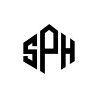 création de logo de lettre sph avec forme de polygone. création de logo en forme de polygone et de cube sph. modèle de logo vectoriel hexagone sph couleurs blanches et noires. monogramme sph, logo d'entreprise et immobilier.