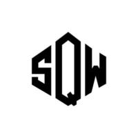 création de logo de lettre sqw avec forme de polygone. création de logo en forme de polygone et de cube sqw. modèle de logo vectoriel sqw hexagone couleurs blanches et noires. monogramme sqw, logo d'entreprise et immobilier.