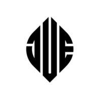 création de logo de lettre de cercle jue avec forme de cercle et d'ellipse. lettres jue ellipse avec style typographique. les trois initiales forment un logo circulaire. jue cercle emblème abstrait monogramme lettre marque vecteur. vecteur