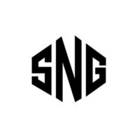 création de logo de lettre sng avec forme de polygone. création de logo en forme de polygone et de cube sng. modèle de logo vectoriel hexagone sng couleurs blanches et noires. monogramme sng, logo d'entreprise et immobilier.