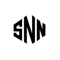 création de logo de lettre snn avec forme de polygone. création de logo en forme de polygone et de cube snn. modèle de logo vectoriel hexagone snn couleurs blanches et noires. monogramme snn, logo d'entreprise et immobilier.