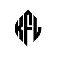 création de logo de lettre de cercle kfl avec forme de cercle et d'ellipse. lettres d'ellipse kfl avec style typographique. les trois initiales forment un logo circulaire. kfl cercle emblème abstrait monogramme lettre marque vecteur. vecteur