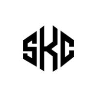 création de logo de lettre skc avec forme de polygone. création de logo en forme de polygone et de cube skc. modèle de logo vectoriel hexagone skc couleurs blanches et noires. monogramme skc, logo commercial et immobilier.