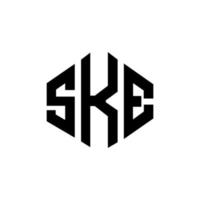 création de logo de lettre ske avec forme de polygone. création de logo en forme de polygone et de cube ske. modèle de logo vectoriel ske hexagone couleurs blanches et noires. monogramme ske, logo d'entreprise et immobilier.