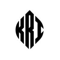 création de logo de lettre de cercle kri avec forme de cercle et d'ellipse. lettres kri ellipse avec style typographique. les trois initiales forment un logo circulaire. kri cercle emblème abstrait monogramme lettre marque vecteur. vecteur