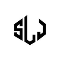 création de logo de lettre slj avec forme de polygone. création de logo en forme de polygone et de cube slj. modèle de logo vectoriel hexagone slj couleurs blanches et noires. monogramme slj, logo d'entreprise et immobilier.