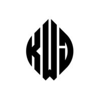 création de logo de lettre de cercle kwj avec forme de cercle et d'ellipse. lettres d'ellipse kwj avec style typographique. les trois initiales forment un logo circulaire. kwj cercle emblème abstrait monogramme lettre marque vecteur. vecteur