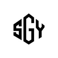 création de logo de lettre sgy avec forme de polygone. création de logo en forme de polygone et de cube sgy. modèle de logo vectoriel hexagone sgy couleurs blanches et noires. monogramme sgy, logo d'entreprise et immobilier.